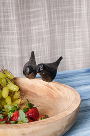 Perch Bowl , Decorative Mango Wood Bowl with Bird Motifs