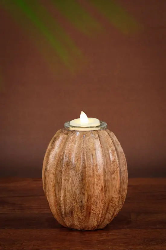 Glow Wood Candle Holder