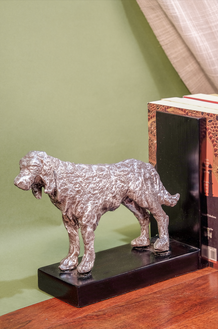 Silver Dog Bookends
