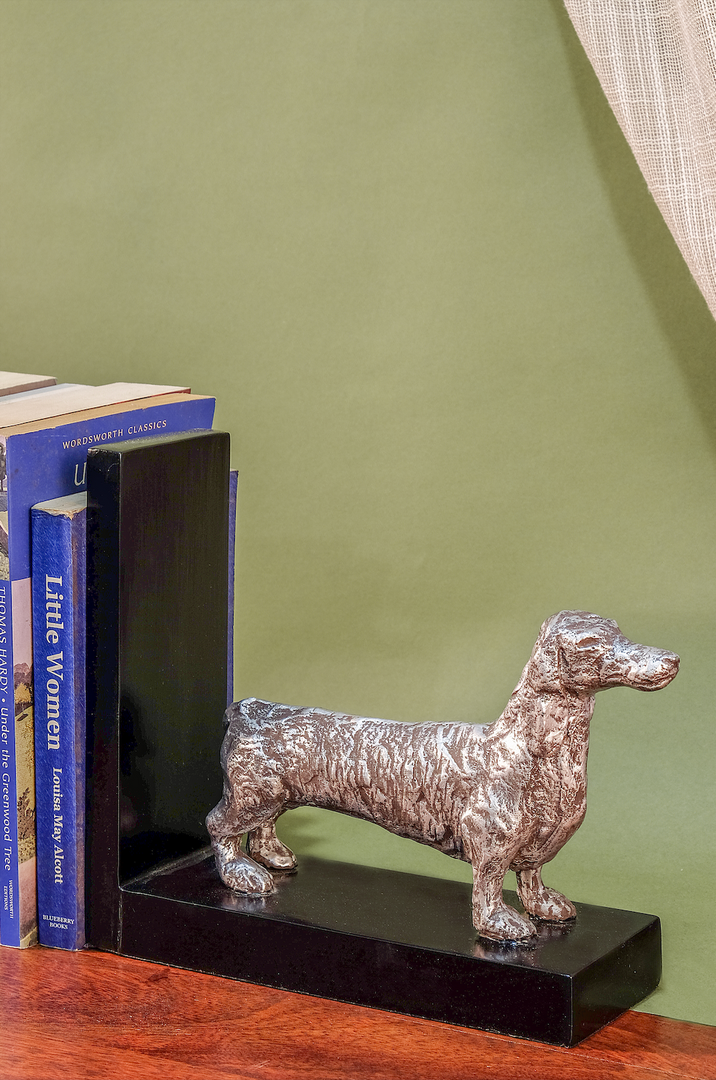 Silver Dog Bookends