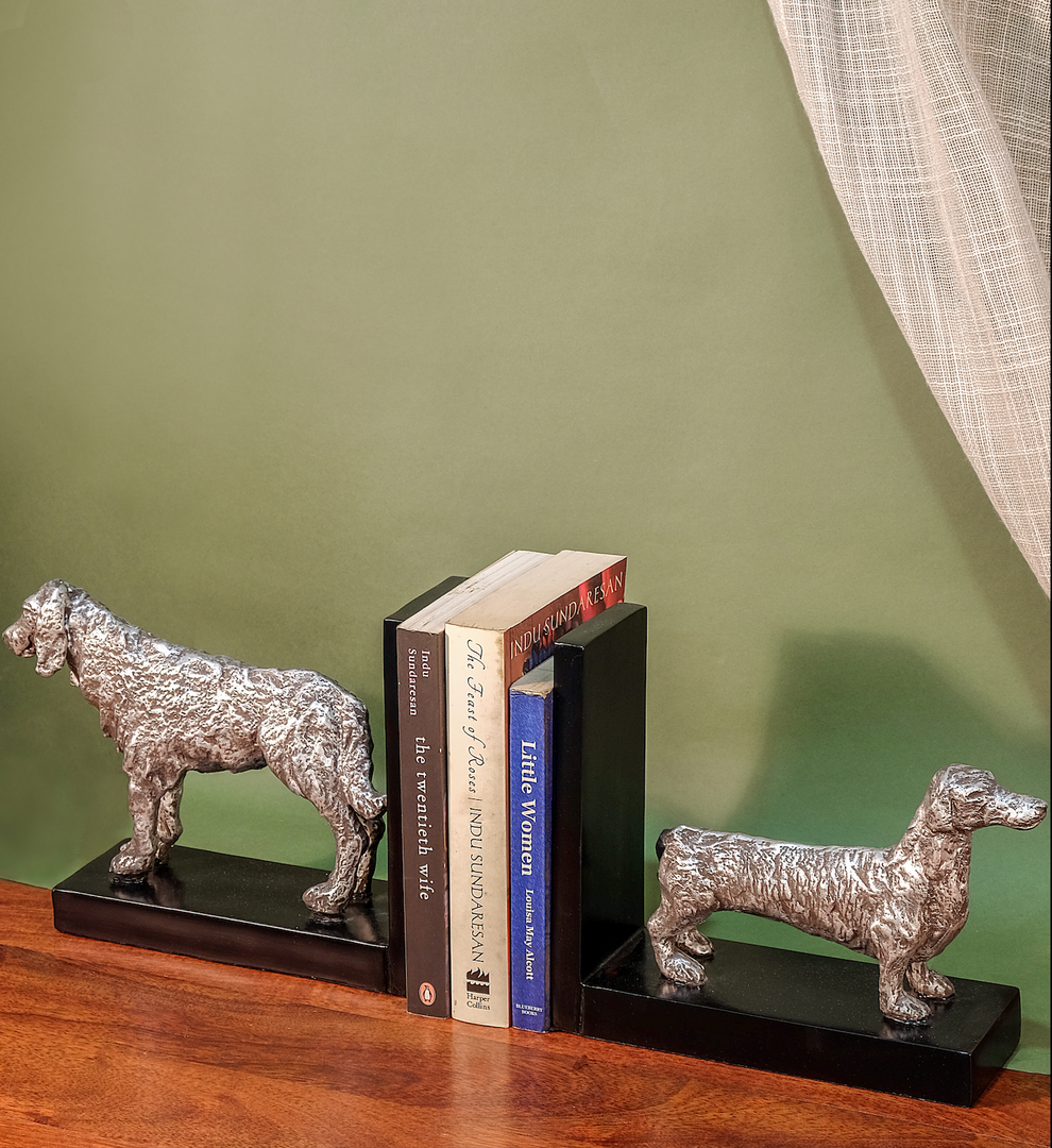 Silver Dog Bookends