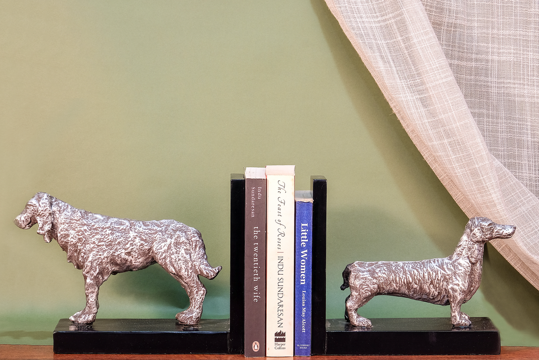 Silver Dog Bookends