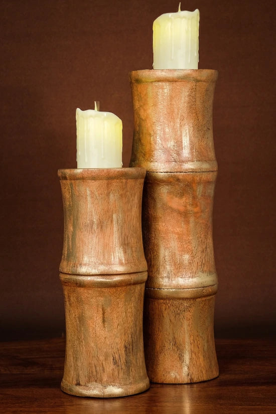 Gilded Bamboo Candle Set